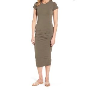 James Perse Ruched Stretch Cotton Dress